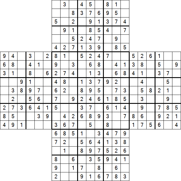 Cross Sudoku - Fácil
