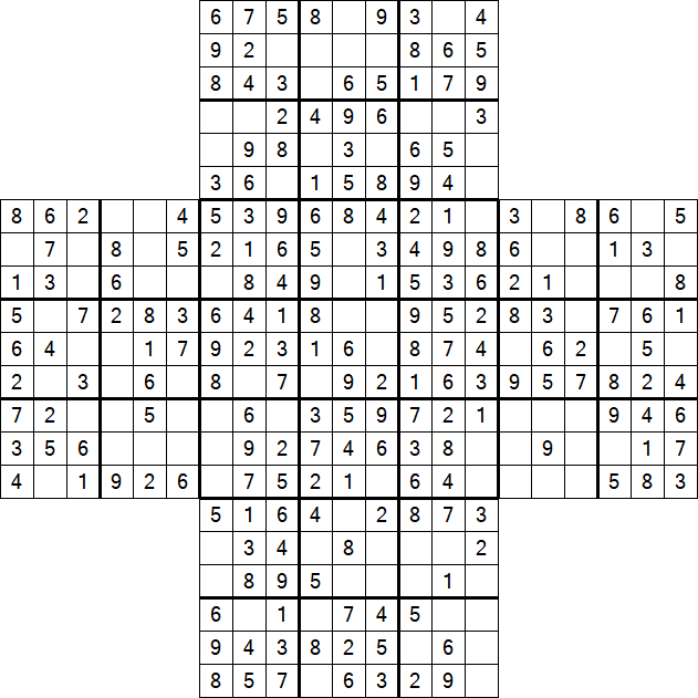 Cross Sudoku - Fácil