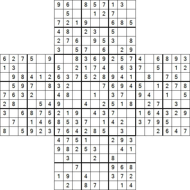 Cross Sudoku - Fácil