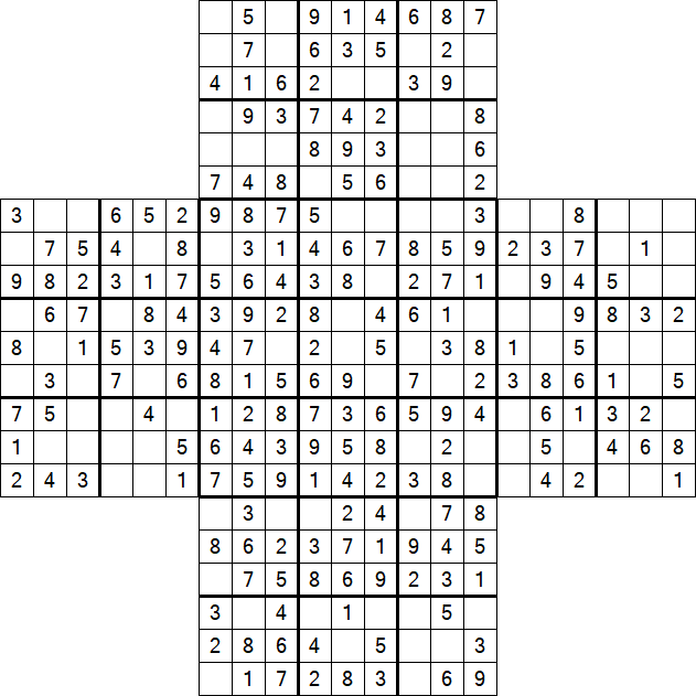 Cross Sudoku - Fácil
