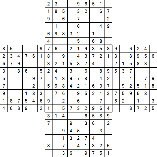 Cross Sudoku - Simple