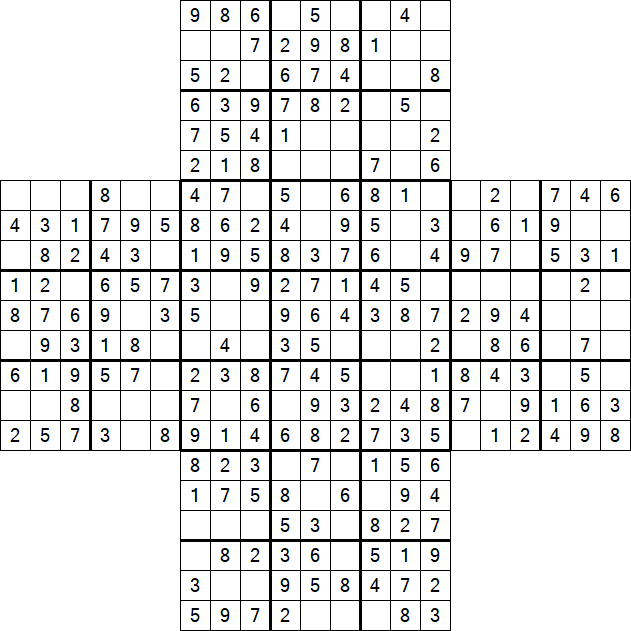 Cross Sudoku - Fácil