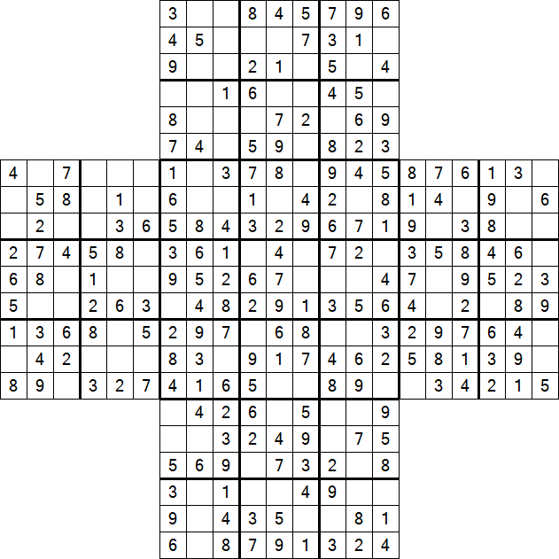 Cross Sudoku - Simple