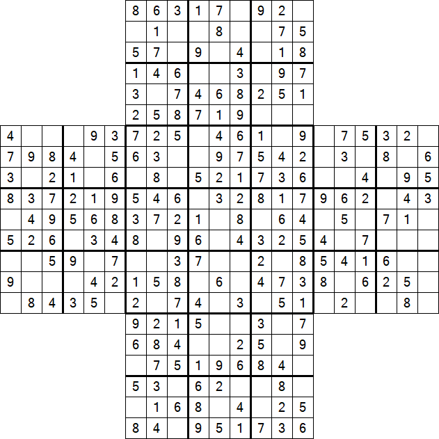 Cross Sudoku - Simple