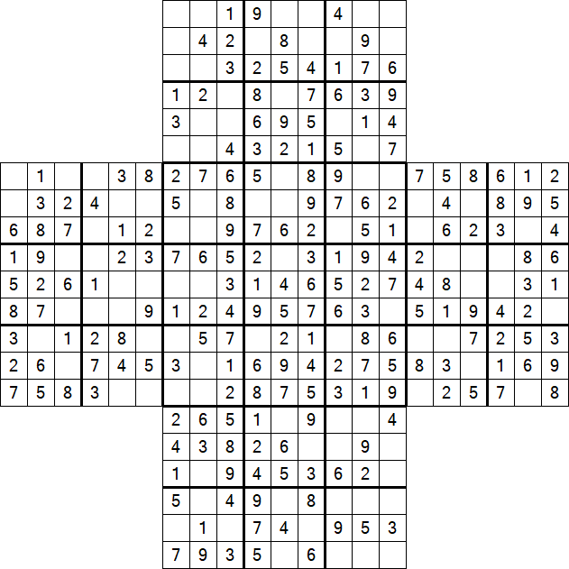 Cross Sudoku - Simple