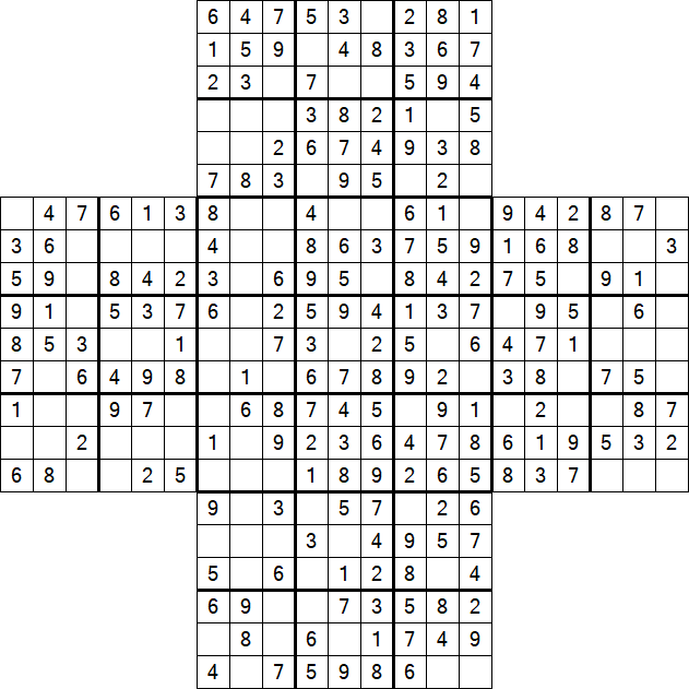 Cross Sudoku - Simple