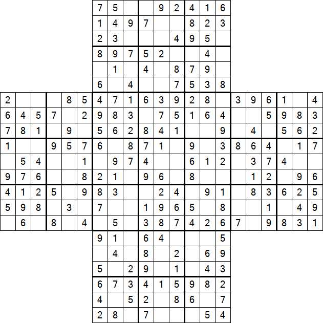 Cross Sudoku - Simple