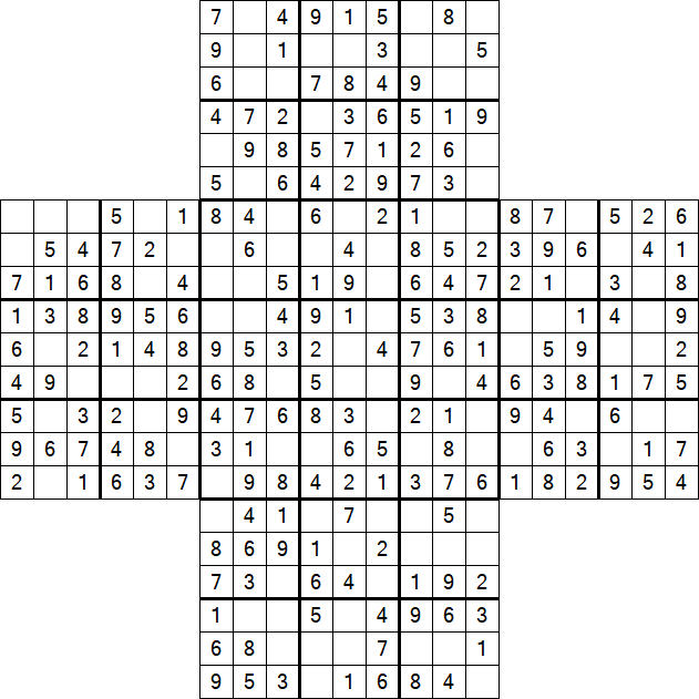 Cross Sudoku - Einfach