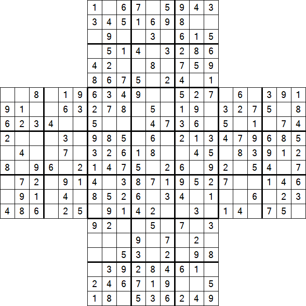 Cross Sudoku - Einfach