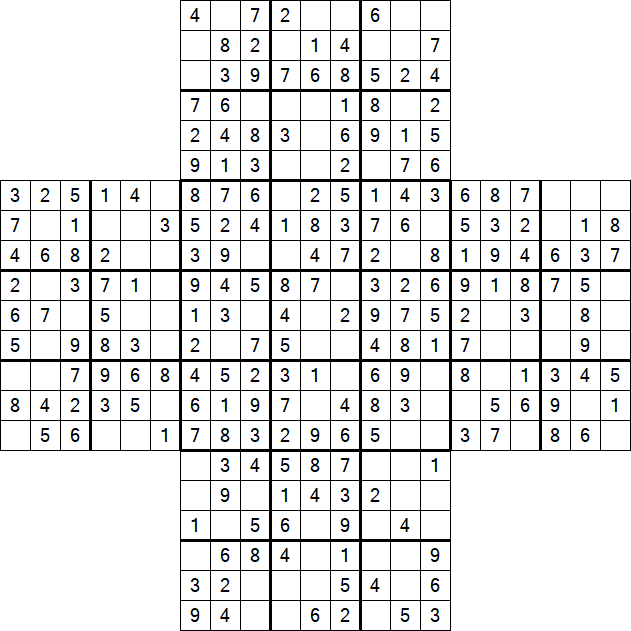 Cross Sudoku - Easy