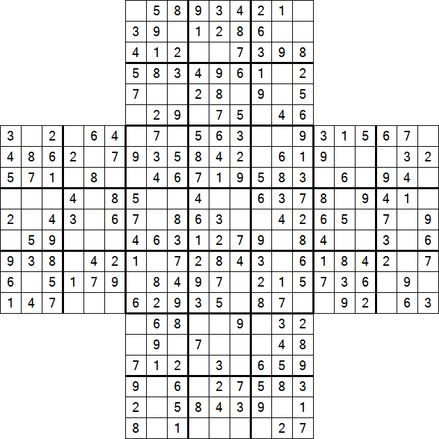 Cross Sudoku - Easy