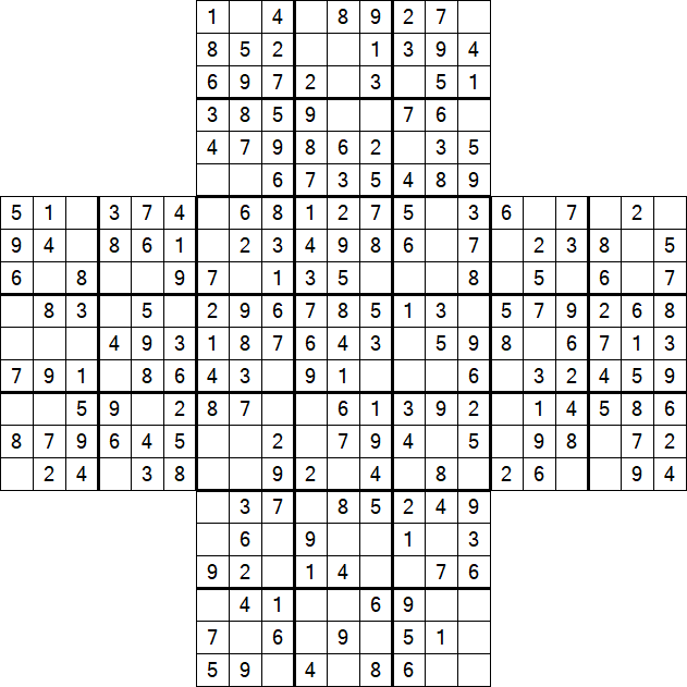 Cross Sudoku - Easy