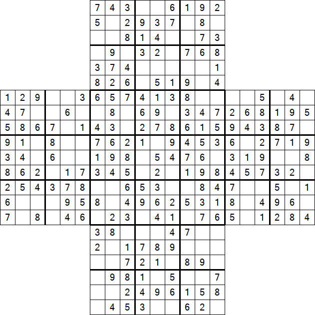 Cross Sudoku - Easy