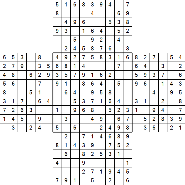 Cross Sudoku - Easy