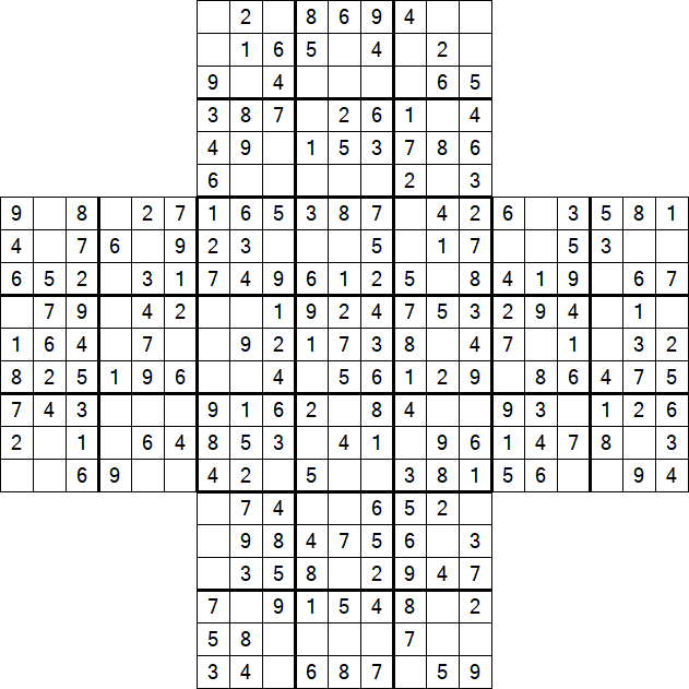 Cross Sudoku - Easy