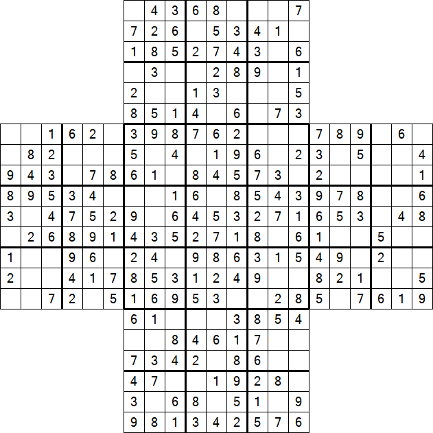 Cross Sudoku - Easy