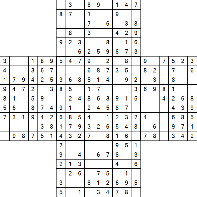 Cross Sudoku - Easy