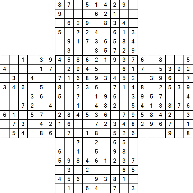 Cross Sudoku - Easy