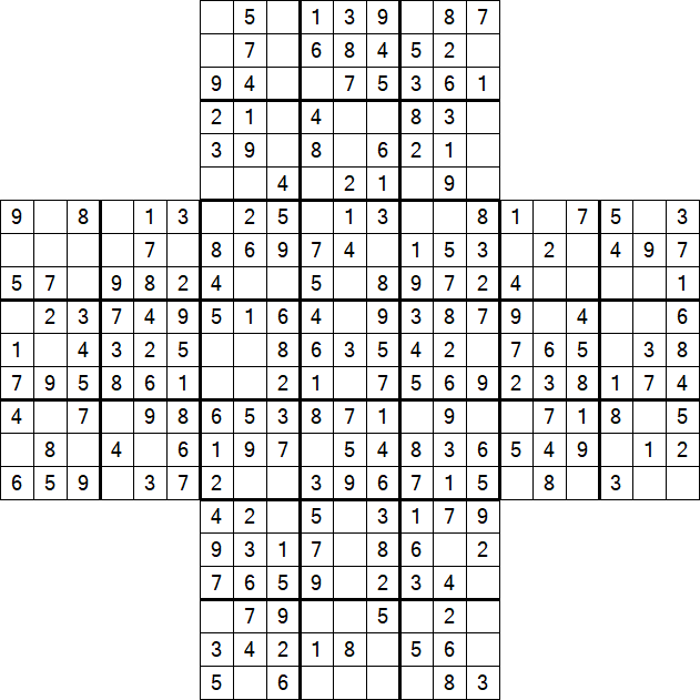 Cross Sudoku - Easy