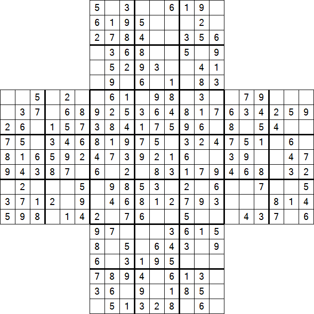 Cross Sudoku - Easy