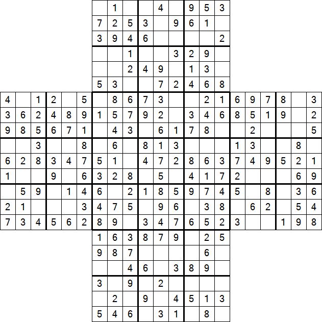 Cross Sudoku - Easy