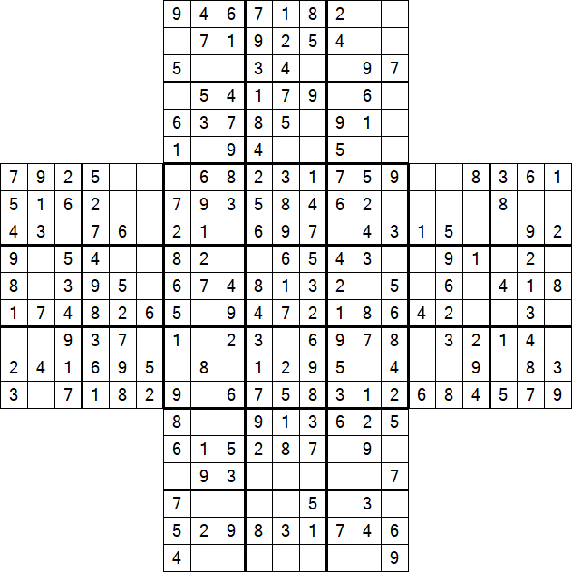 Cross Sudoku - Easy