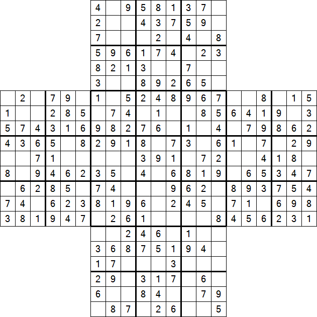 Cross Sudoku - Easy