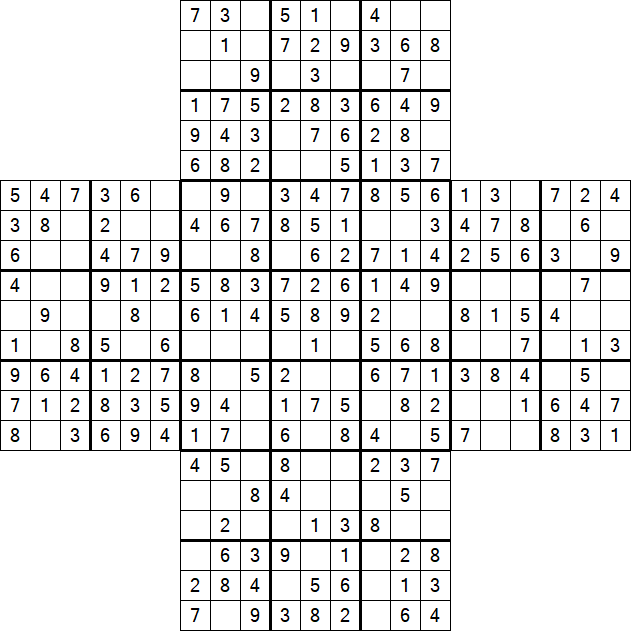 Cross Sudoku - Easy