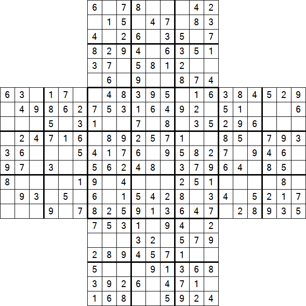 Cross Sudoku - Easy