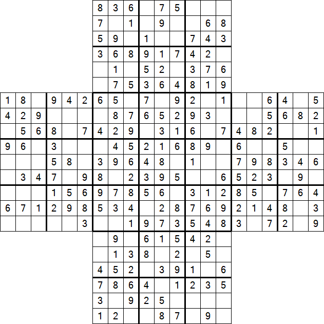 Cross Sudoku - Easy