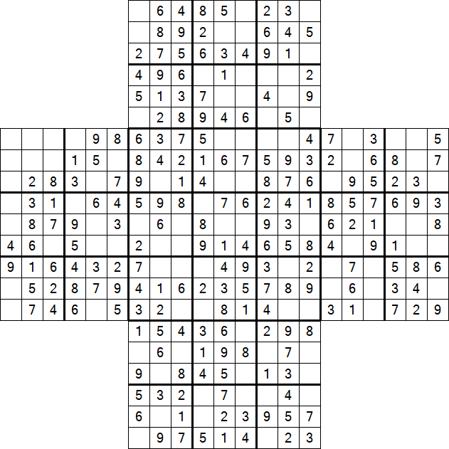 Cross Sudoku - Easy