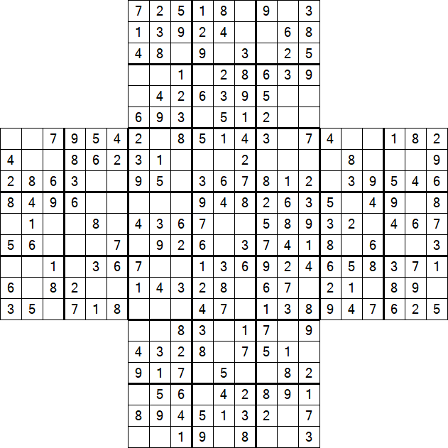 Cross Sudoku - Easy