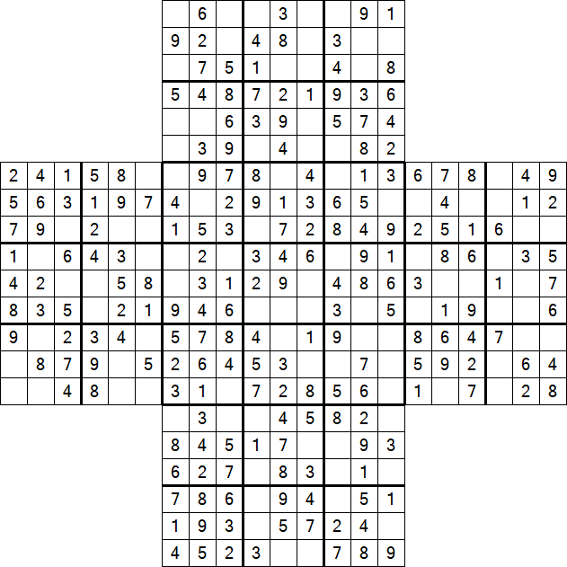 Cross Sudoku - Easy
