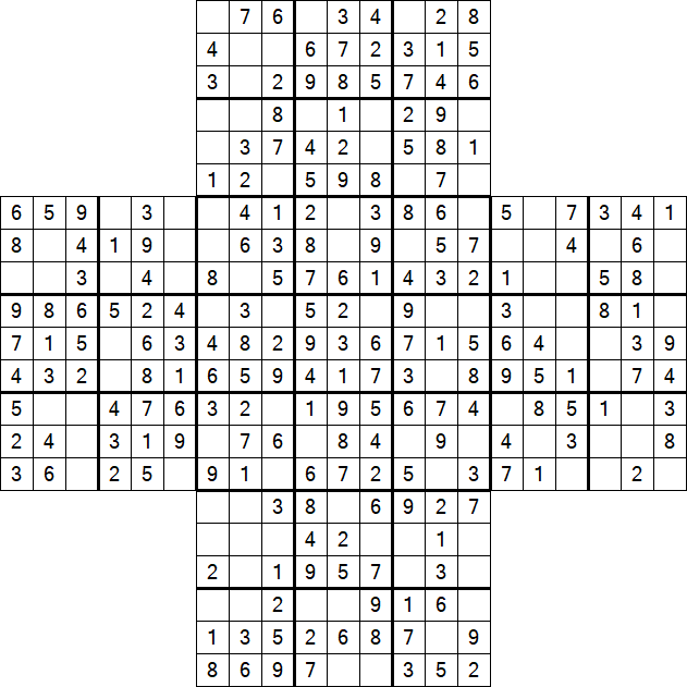 Cross Sudoku - Easy