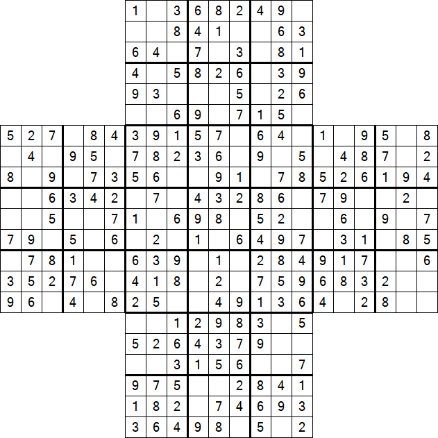 Cross Sudoku - Easy