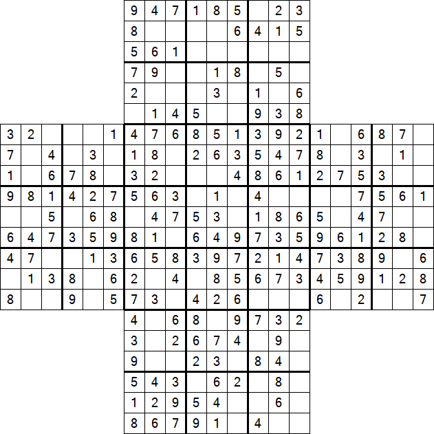 Cross Sudoku - Easy