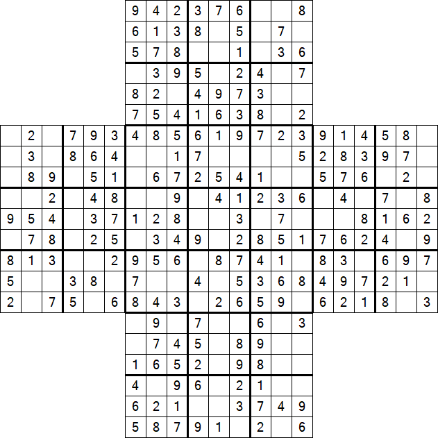 Cross Sudoku - Easy