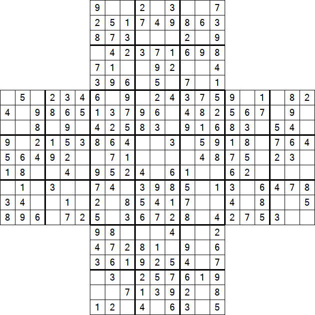 Cross Sudoku - Easy