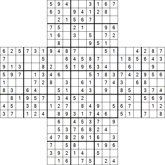 Cross Sudoku - Easy