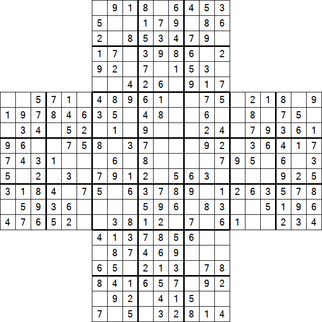 Cross Sudoku - Easy