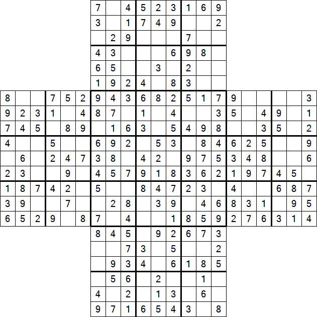 Cross Sudoku - Easy