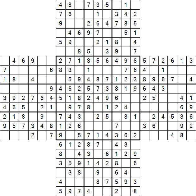 Cross Sudoku - Easy