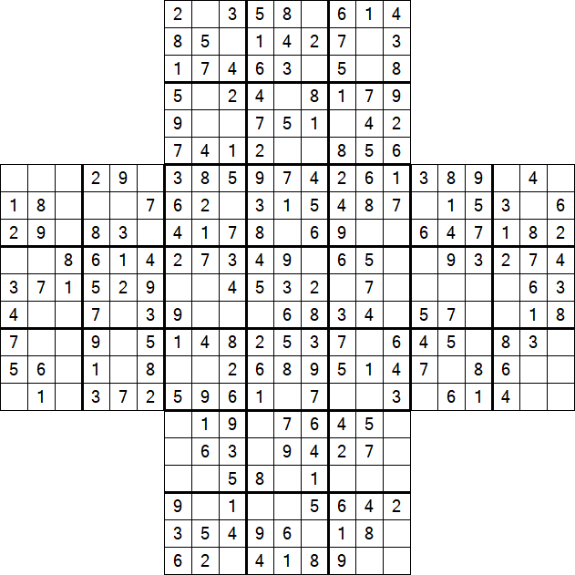 Cross Sudoku - Easy