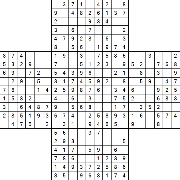 Cross Sudoku - Easy