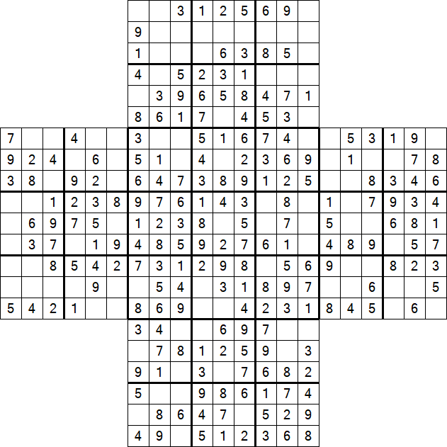 Cross Sudoku - Easy
