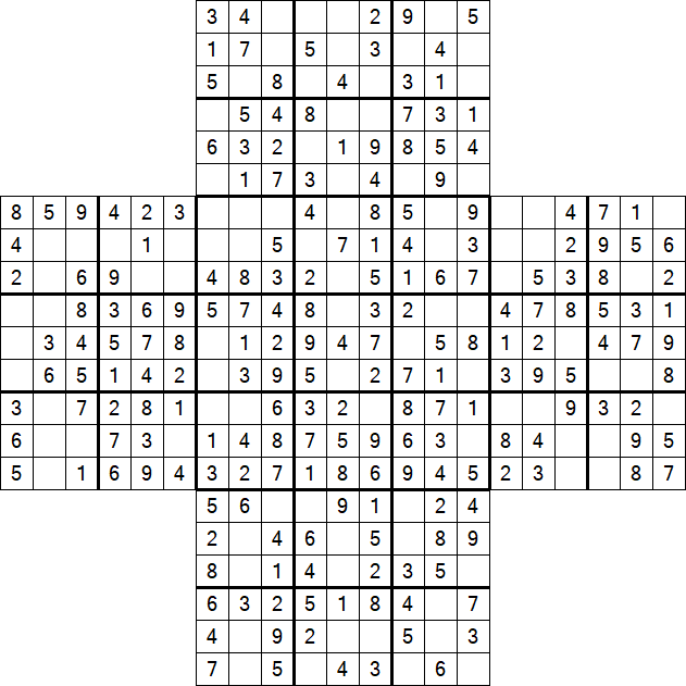 Cross Sudoku - Easy