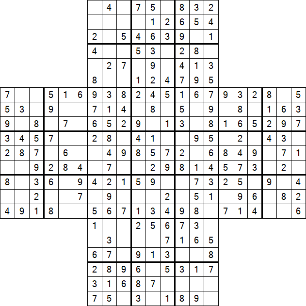 Cross Sudoku - Easy