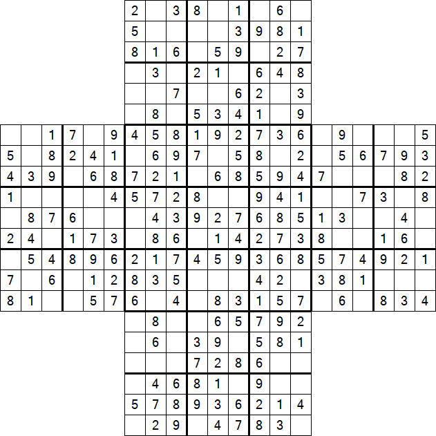 Cross Sudoku - Easy