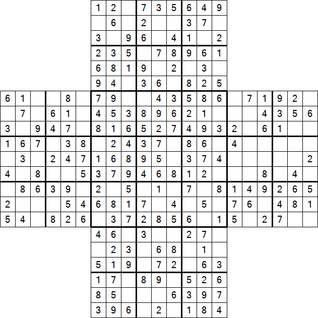 Cross Sudoku - Easy