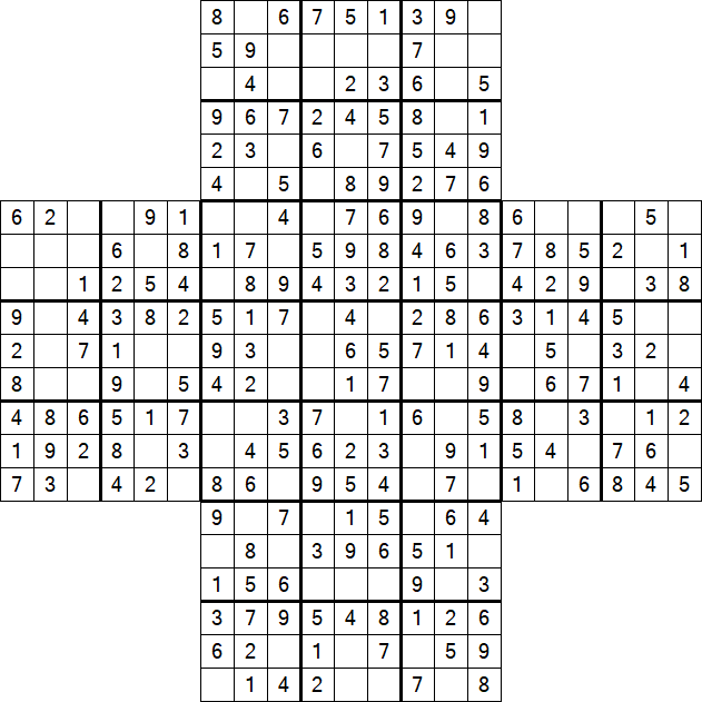 Cross Sudoku - Easy